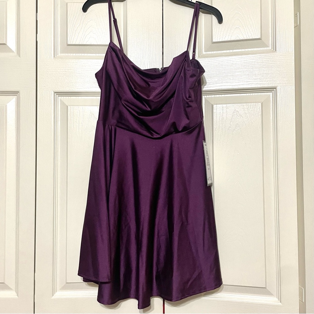 City Studio Deep Purple Satin Dress